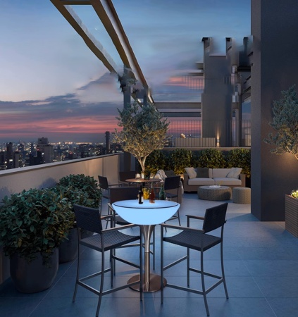 Стол светящийся круглый на металическом основании 60х60х56