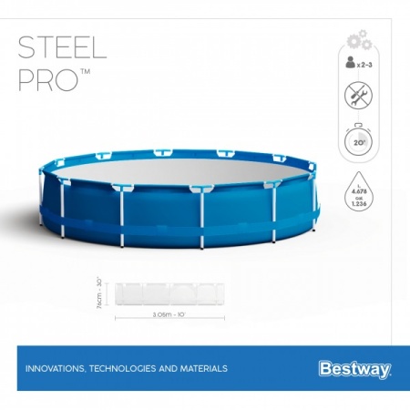 Bestway 56677 BW Каркасный бассейн Steel Pro 305х76см, 4678л Bestway 56677 BW Каркасный бассейн Steel Pro 305х76см, 4678л