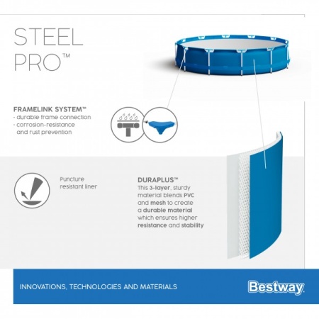Bestway 56706 BW Каркасный бассейн Steel Pro 366х76см, 6473л